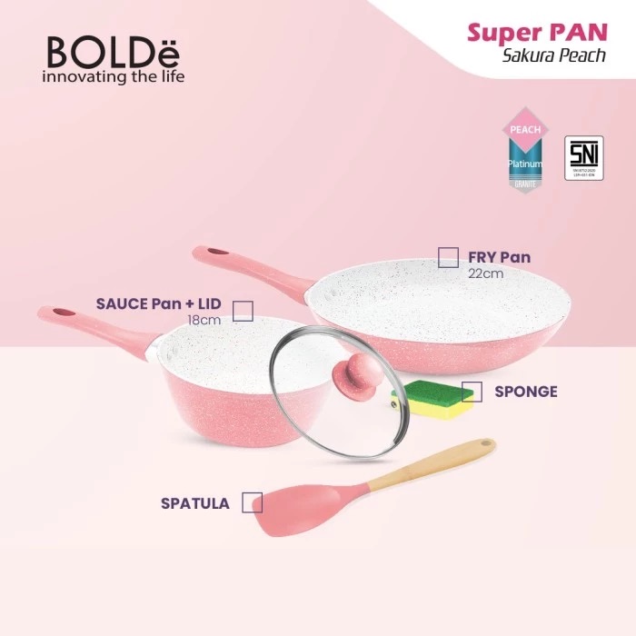 Bolde Super Pan Anti Lengket Sakura Peach 5 set
